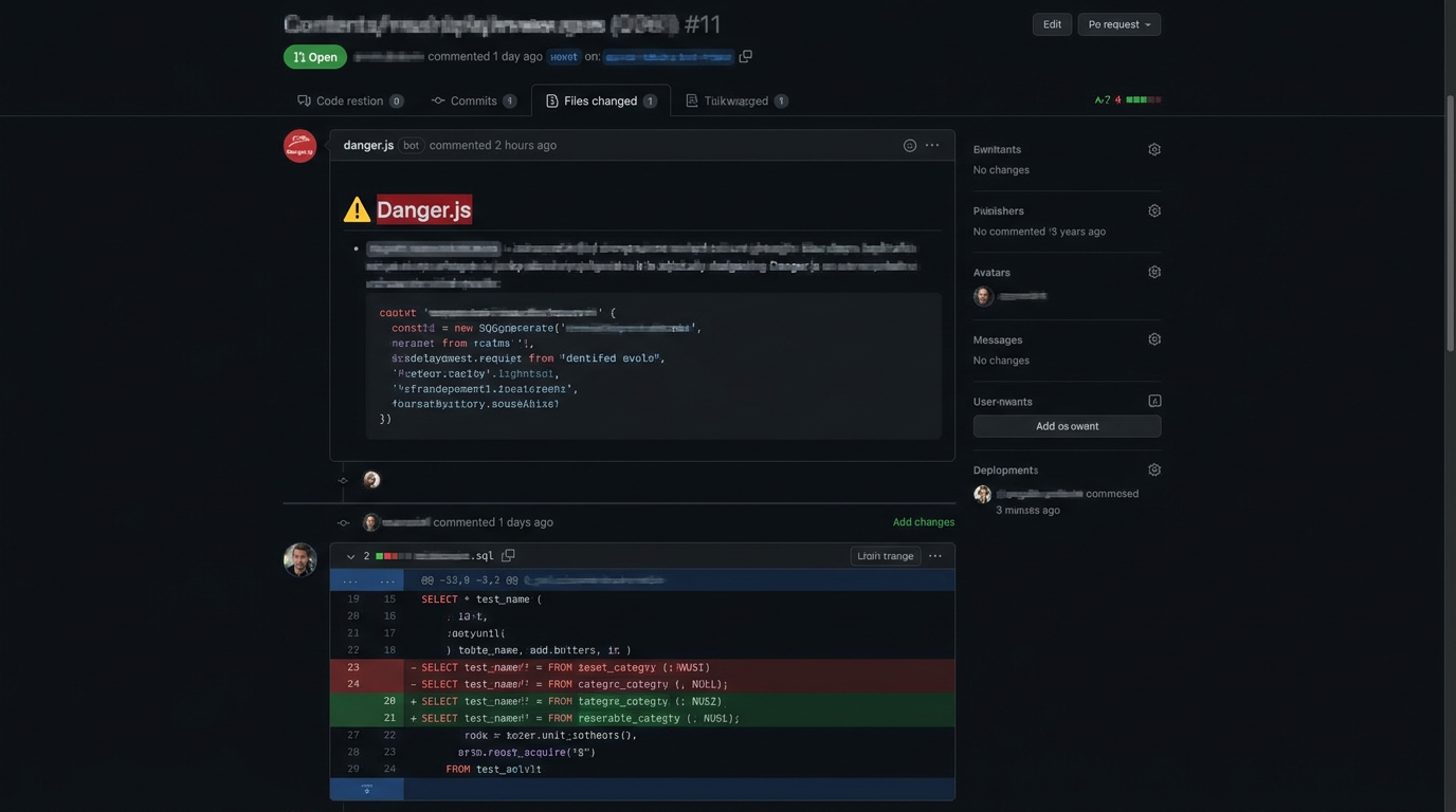 GitHub PR review 自動化流程示意圖,Sonnet 4.5 抓出 SQL injection 風險