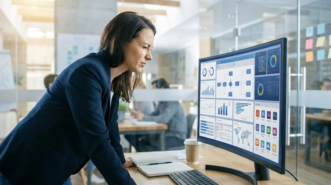 Person analyzing AI tools workflow