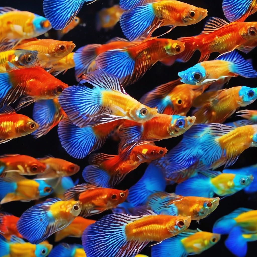 美麗的孔雀魚展示