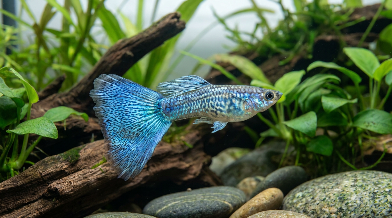 藍草孔雀魚公魚典型尾色